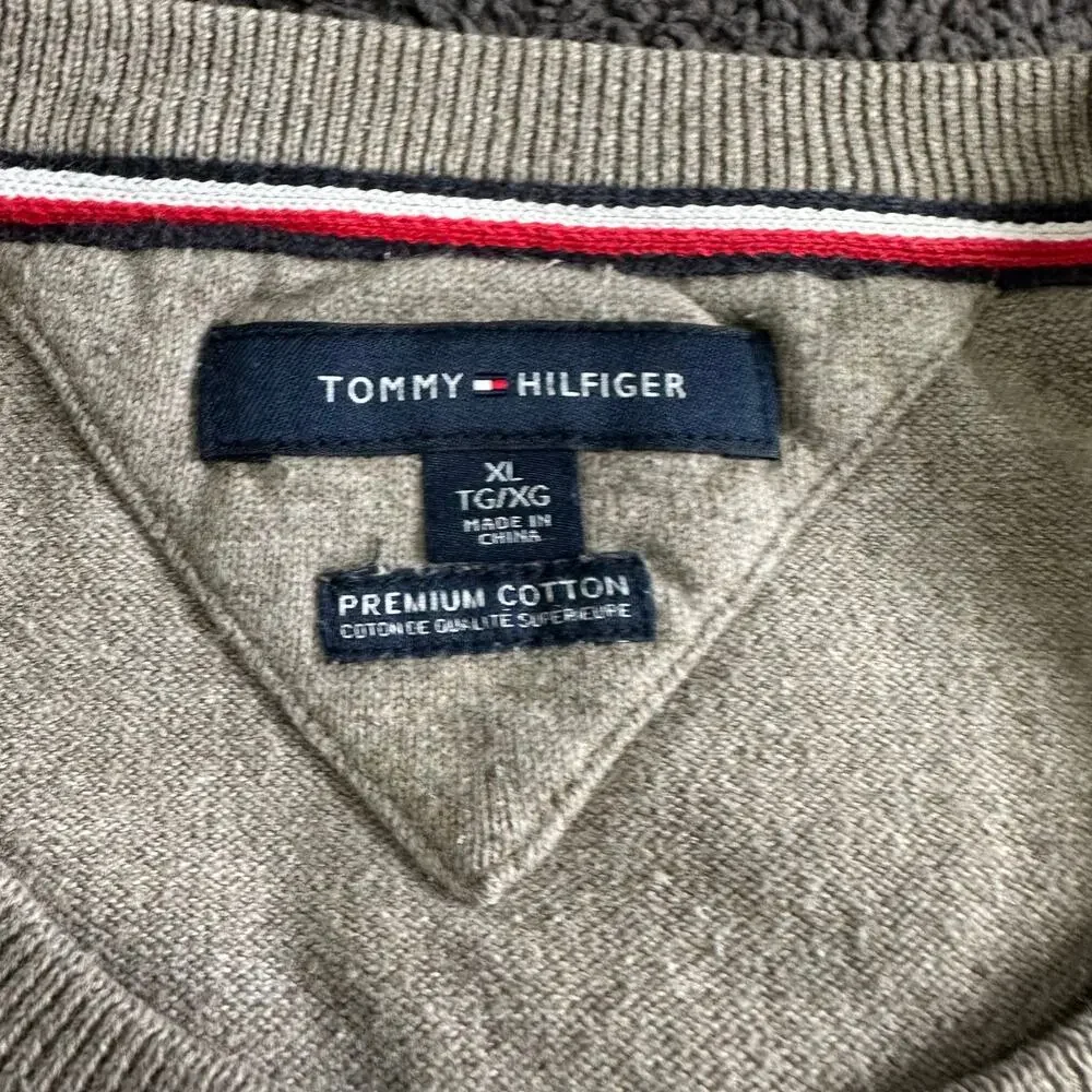 Tommy Hilfiger Mens XL Premium Cotton Colorblock Crewneck Sweater Retro 80s Y2K